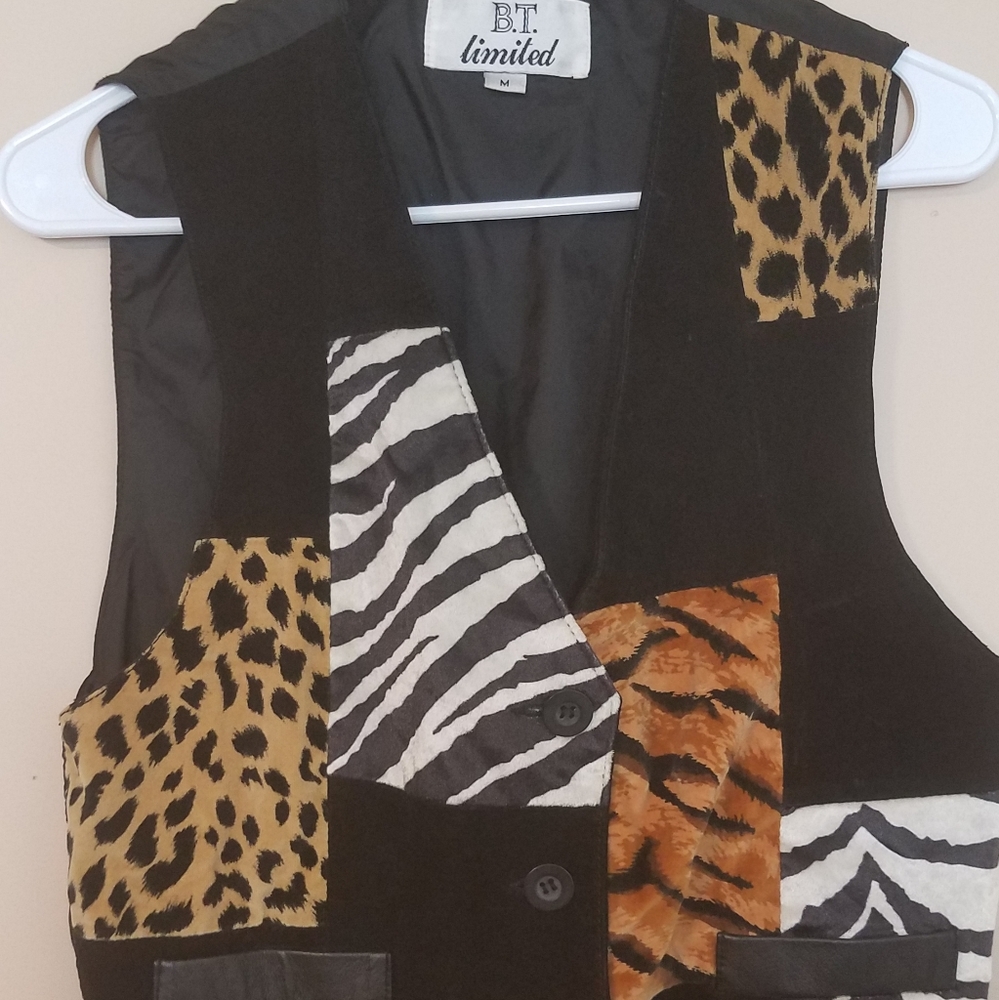 🔥3/$30! Leather Animal Print Patchwork Vest